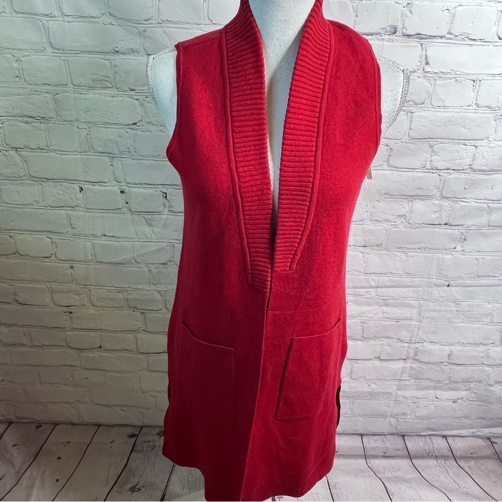 CHICO’S Red Long Open Front Cardigan Small Petite